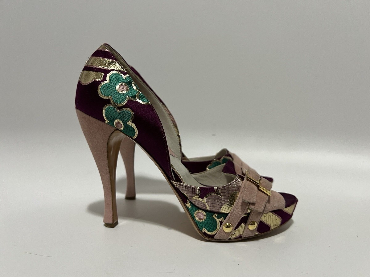 Vtg CHRISTIAN DIOR BY JOHN GALLIANO AW2003 PINK SUEDE HEELS 39.5