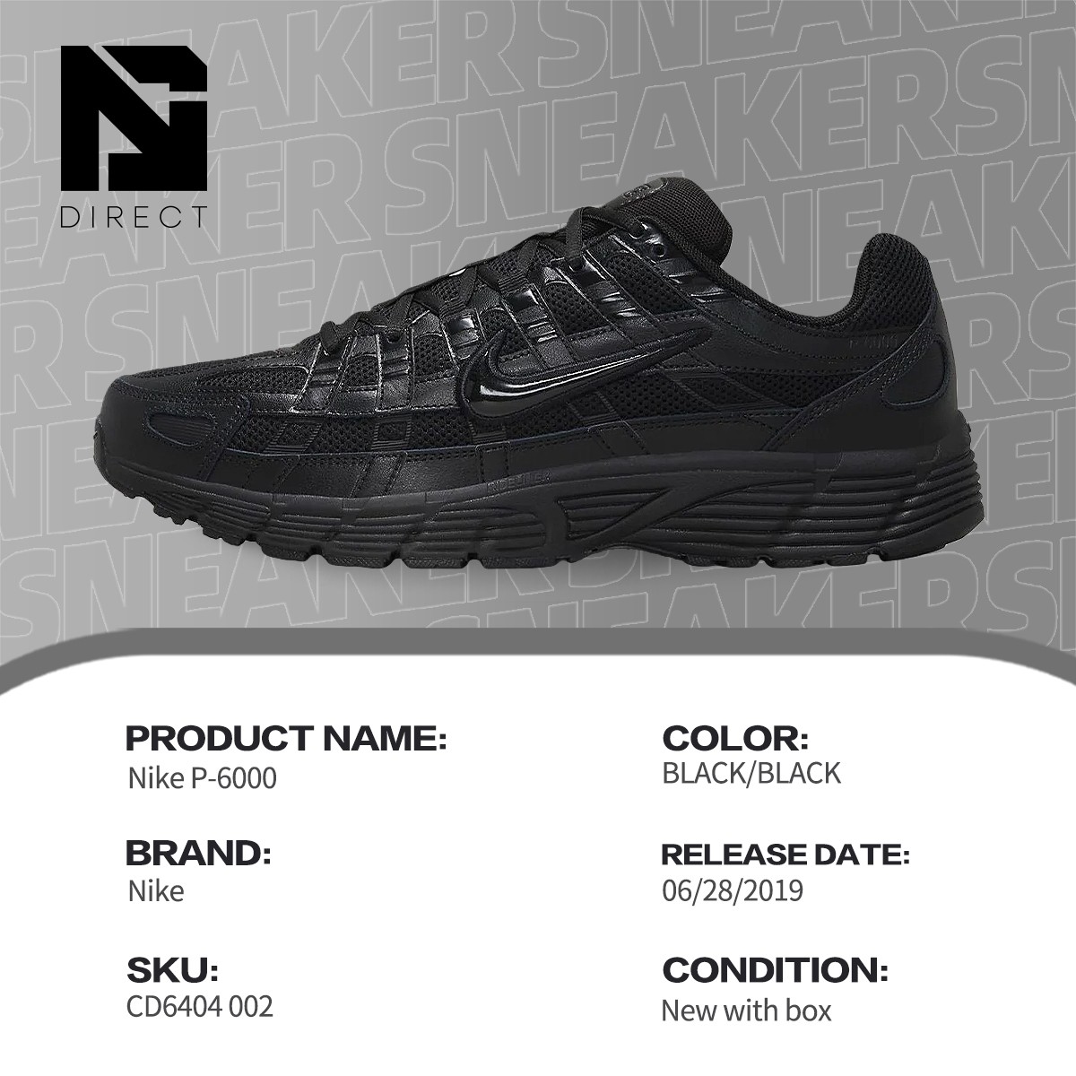 Nike P-6000 Black CD6404-002 Men's Size New Men's Lifestyle