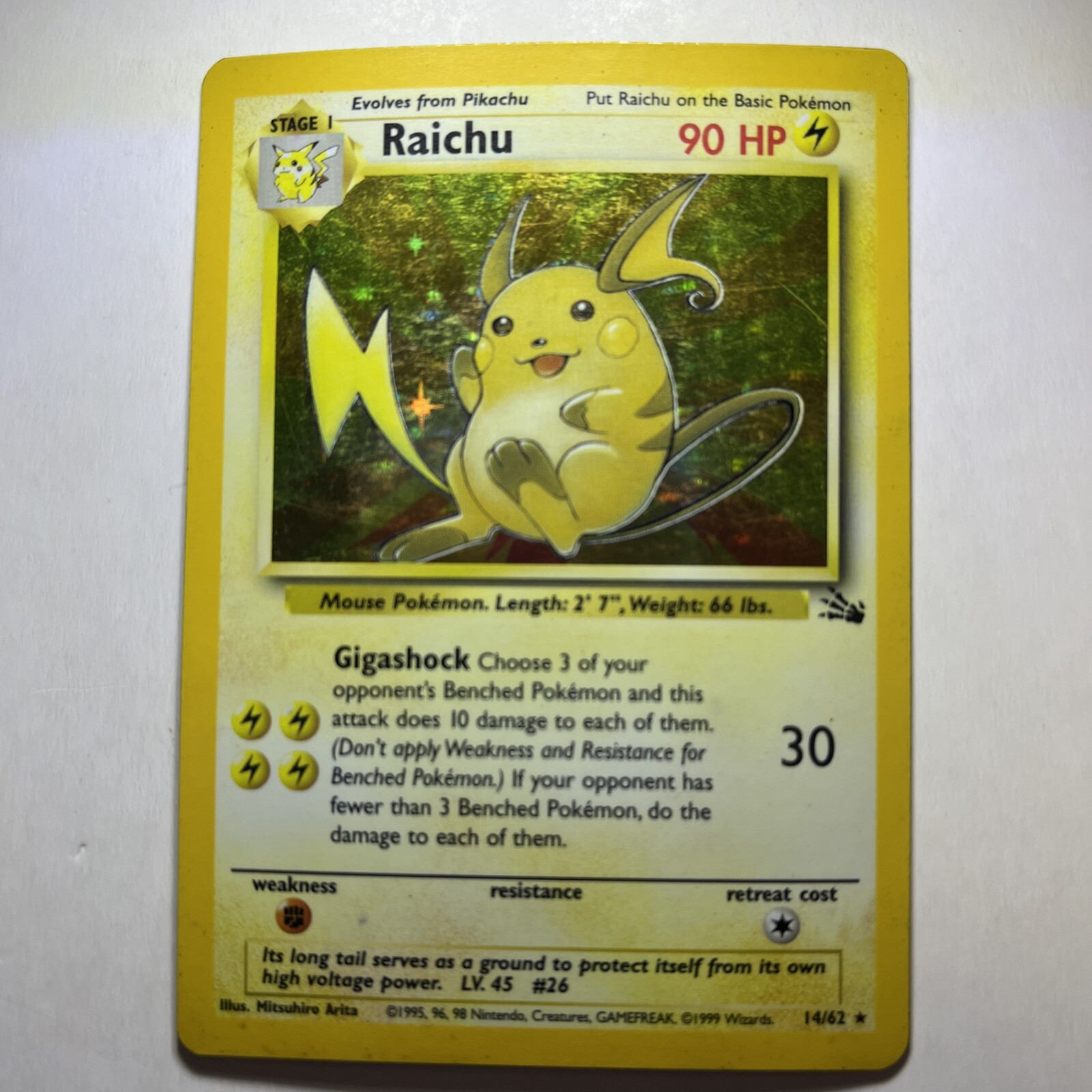 Raichu 1999 Fossil #14/62 Unlimited Holo Price Guide - Sports Card