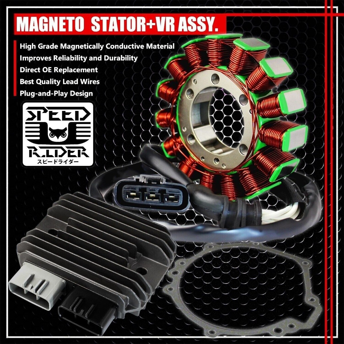 FOR 08-10 ZX-10R MAGNETO COIL STATOR+VOLTAGE REGULATOR RECTIFIER+