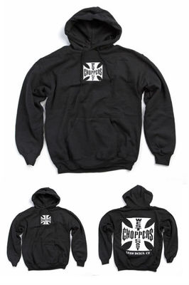 WEST COAST CHOPPERS HOODIE, MALTESE CROSS, BLACK AND WHITE **BRAND