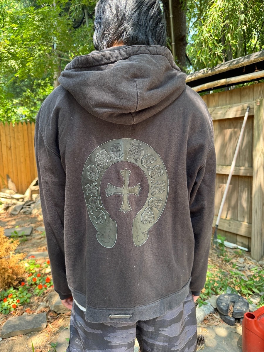 Vintage Chrome Hearts Leather Patch Horseshoe Spellout Zip up