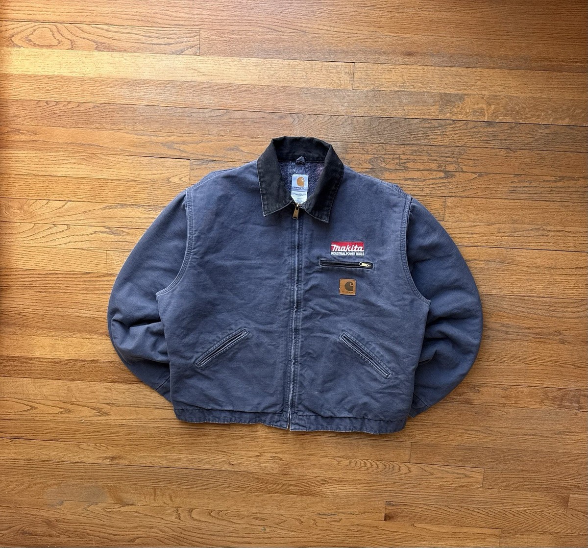 Vintage Carhartt Detroit Jacket J64 PTL Petrol Blue Makita Size XL