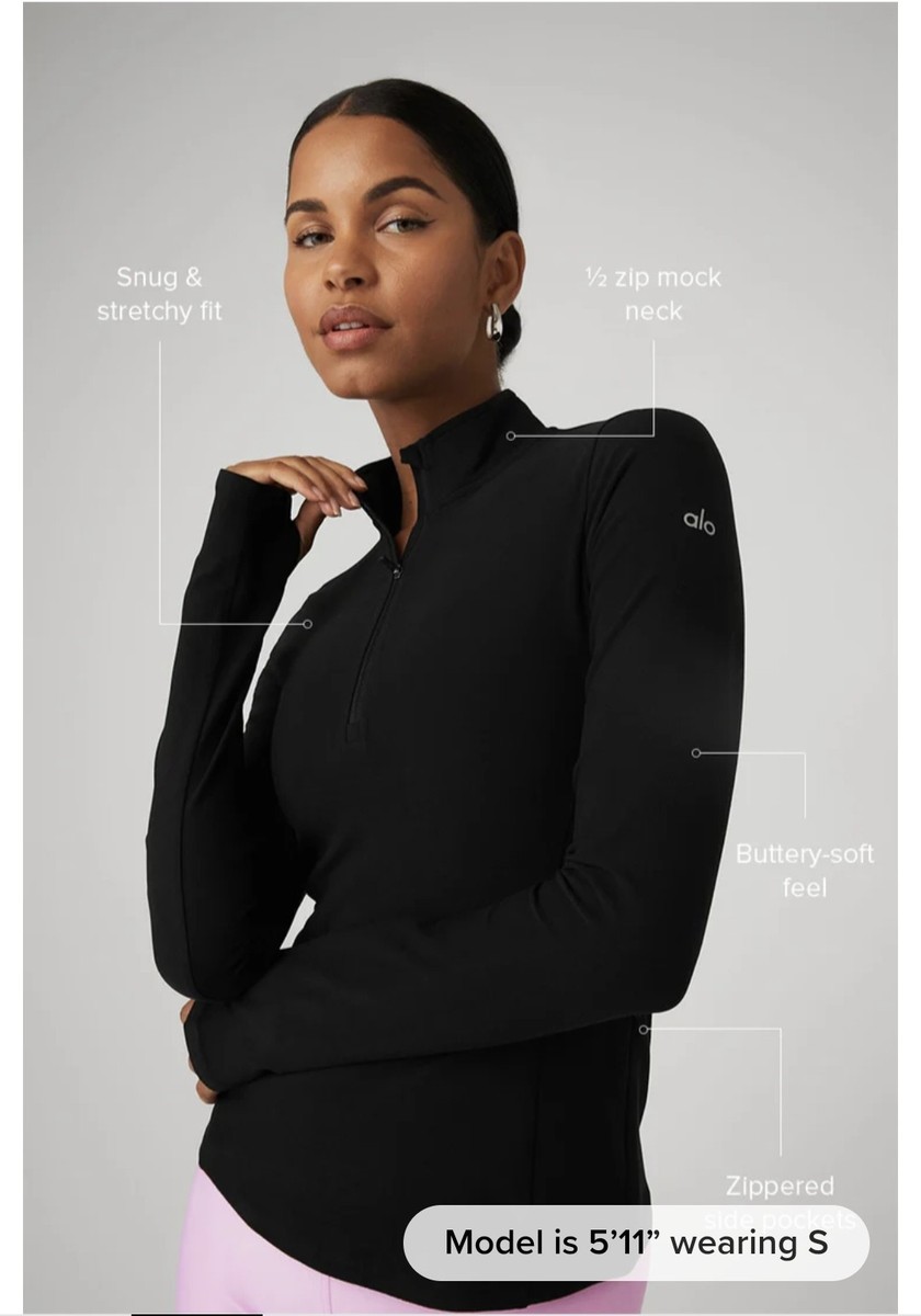 ALO YOGA ORIGINAL Alosoft 1/2 Zip Rapid Pullover. Black Small | eBay