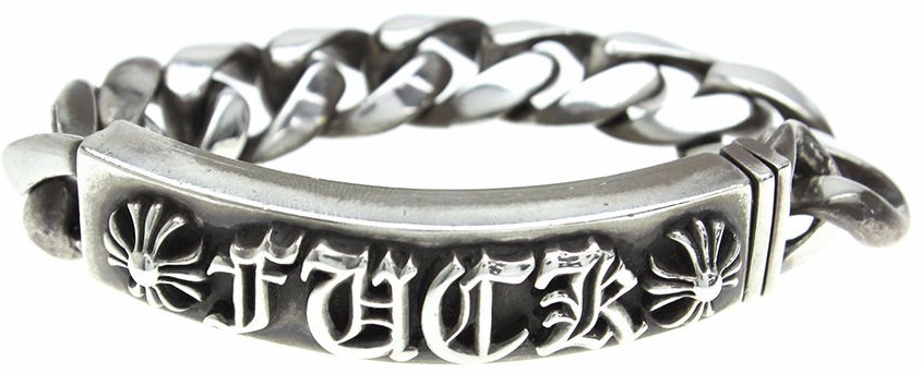 Authentic [Chrome Hearts] ID Bracelet with F*CK / FU Classic Link