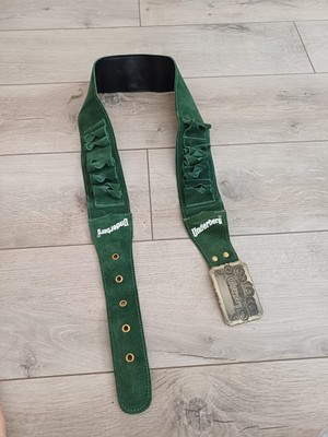RARE 50'' GREEN UNDERBERG SUEDE GUN BELT BUCKLE BEER BITTER HOLDER