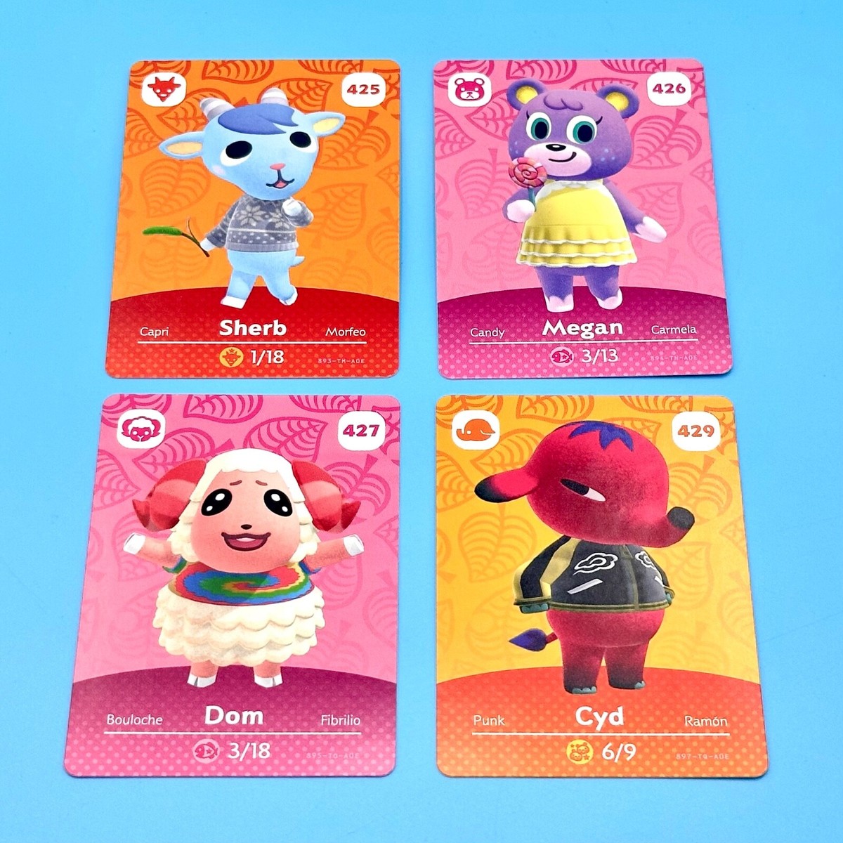 Animal Crossing Series 5 Amiibo Card Set of 4 Sherb Megan Dom Cyd