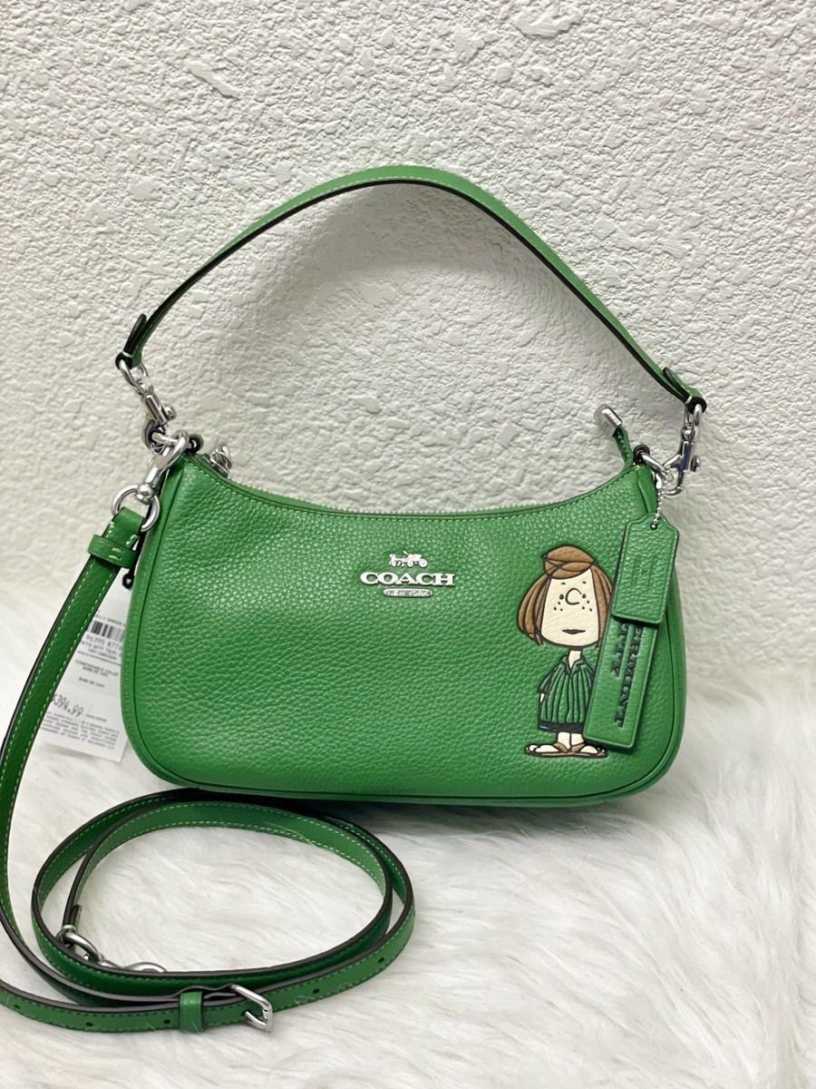 NWT Coach X Peanuts Teri Shoulder Bag With Peppermint Print CBJ77