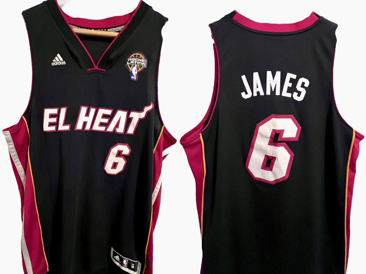 Lebron James El Heat 2012 Noche Latin NBA Adidas Miami Jersey 6