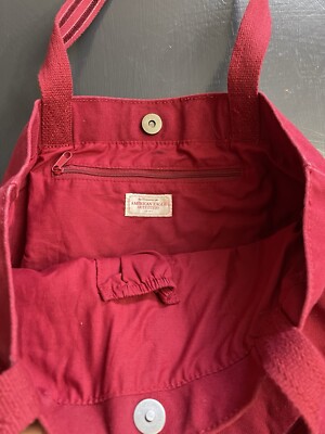 American Eagle Cotton Canvas Red Tote Bags Embroidered Eagle Snap