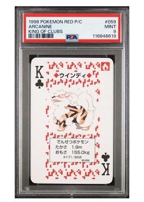 Arcanine PSA 9 Pokemon Red Playing Card #059 King of Clubs Poker