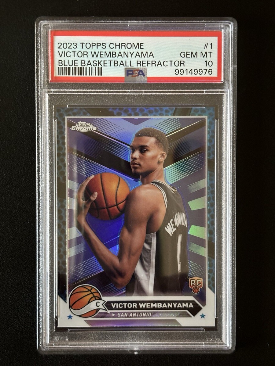 2023-24 Topps Chrome Victor Wembanyama Blue Bball Refractor RC