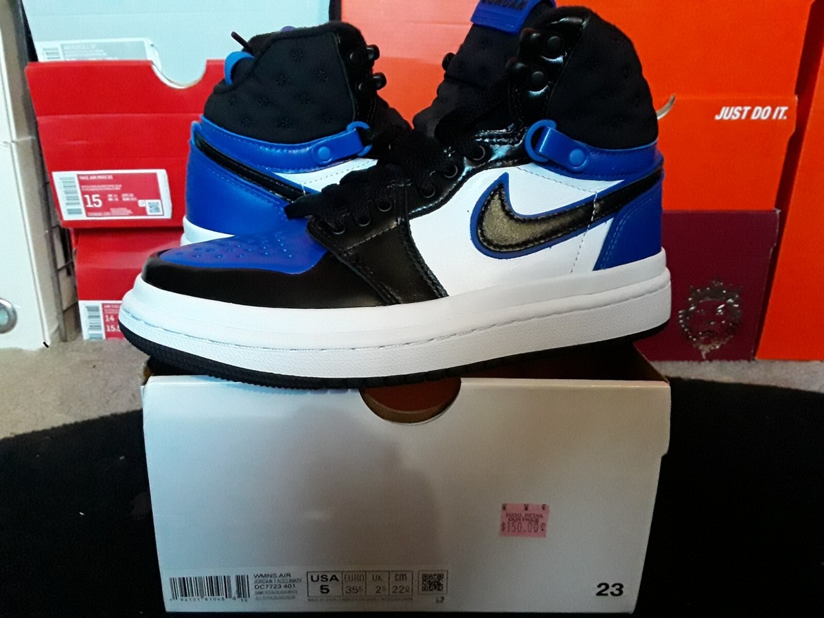 Womens Nike Air Zoom Jordan 1 I Retro Black White Game Royal Toe