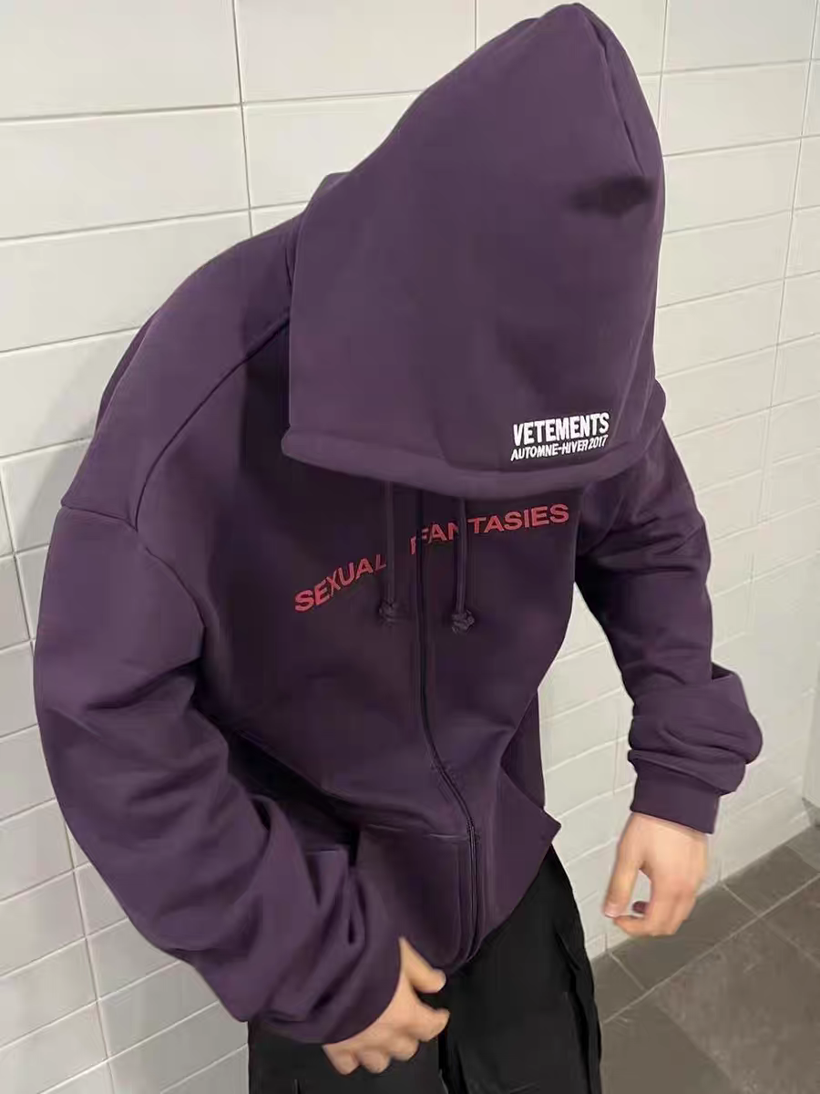 Vetements Rare Purple Sexual Fantasies Purple Zip Up Sweatshirt