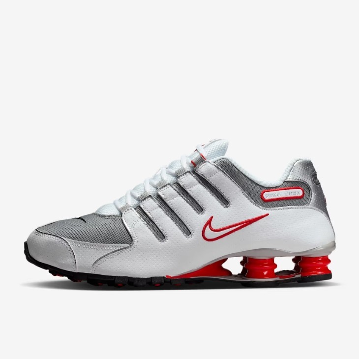 New Nike Shox NZ Shoes - White/Sport Red/Cool Grey/Metallic Silver
