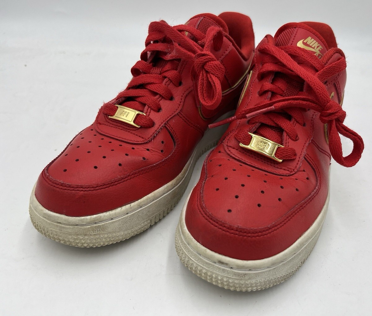 Nike Air Force 1 AF1 Low Red Gold Swoosh AO2132-602 Womens