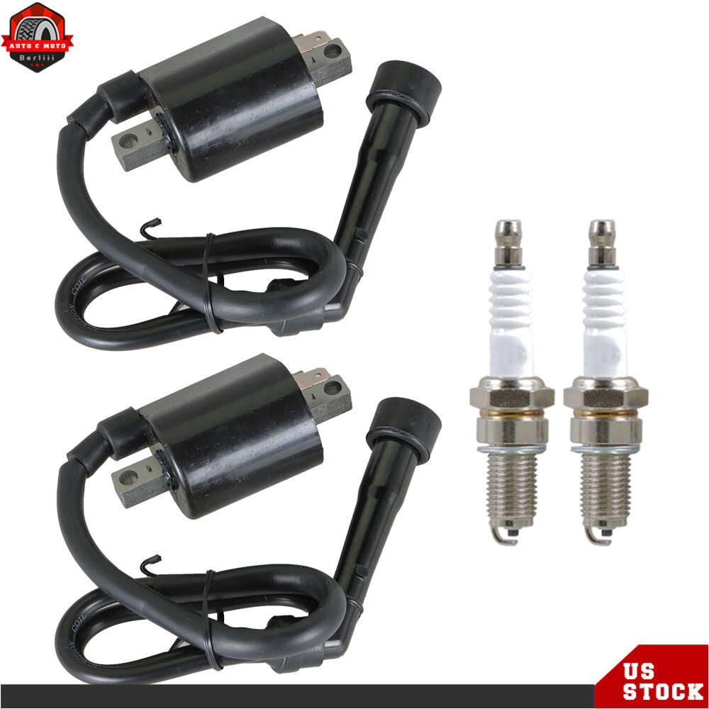 2× Ignition Coil & Spark Plug For Yamaha Motorcycle VIRAGO 535