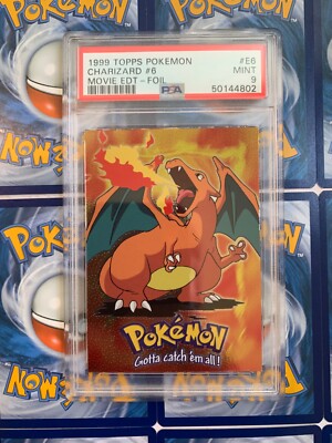 1999 Charizard Topps Pokemon Movie Edition #E6 Black Label FOIL