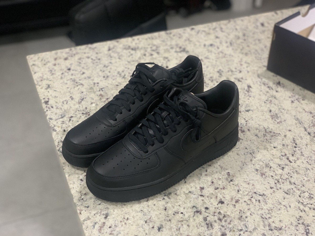 Size 12 - Nike Air Force 1 '07 Low Fresh - Triple Black | eBay