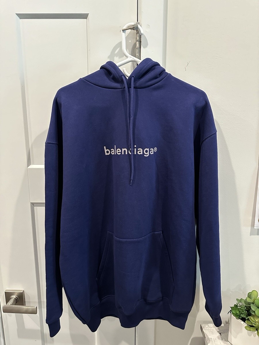 Balenciaga Copyright Logo Hoodie NEW Marine Pacific Blue Large | eBay
