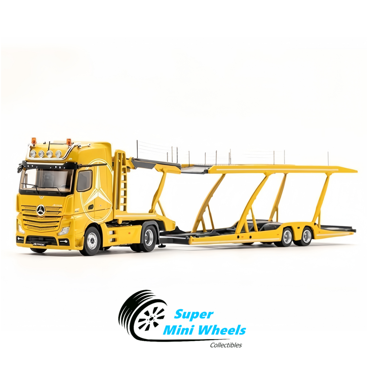 GCD 1:64 Mercedes-Benz Actros Auto Transporter – Yellow - Diecas