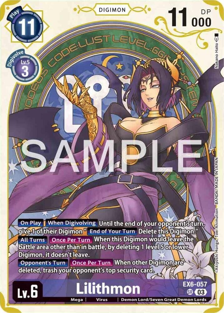 Lilithmon Alternate Art Foil - EX6-057 - NM - Digimon TCG | eBay
