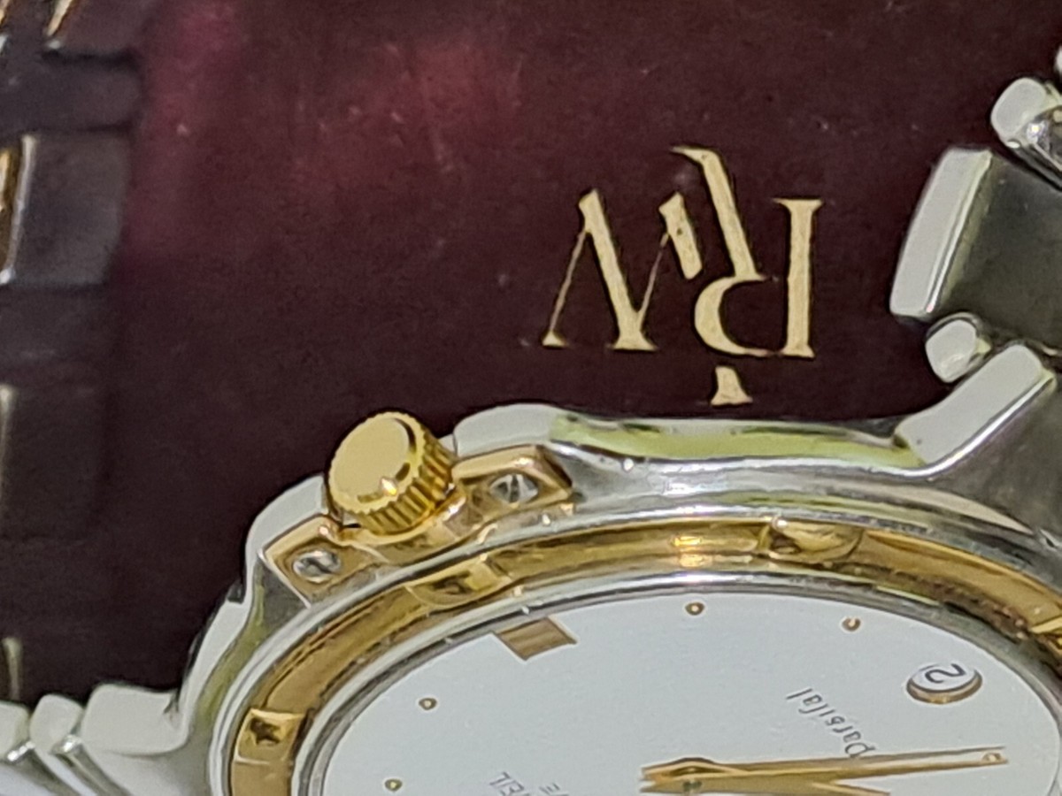 RAYMOND WEIL GENEVE PARSIFAL 9190 QUARTZ 18 SOLID GOLD/STEEL DATE