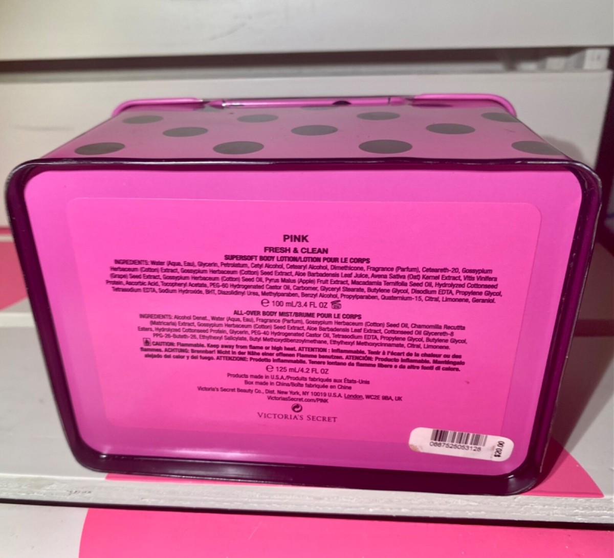 RARE Victoria's Secret PINK Polka-Dot Tin Metal Box Vintage