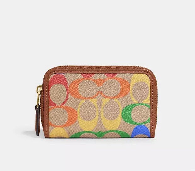 Coach Rainbow Pride Signature Canvas Zip Around Card Case Holder