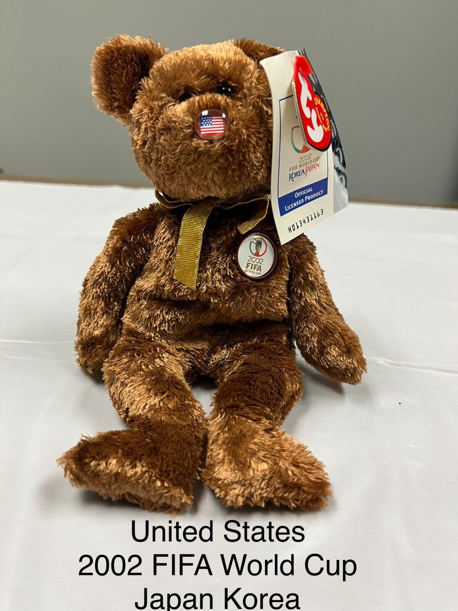 TY United States 2002 FIFA World Cup Japan Korea Beanie Baby Bear