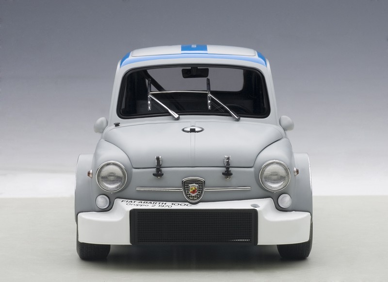 FIAT ABARTH 1000 TCR MATTE GRAY BLUE STRIPES 1:18 by AUTOART