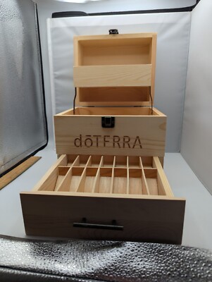Wooden Storage Box DoTerra Essential Oil 3 Levels 50+ Bottles 14