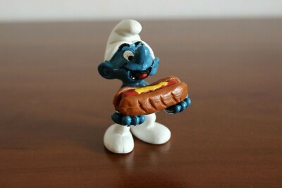 Smurfs Hot Dog Smurf 20169 Vintage Original Figure 1983 Peyo