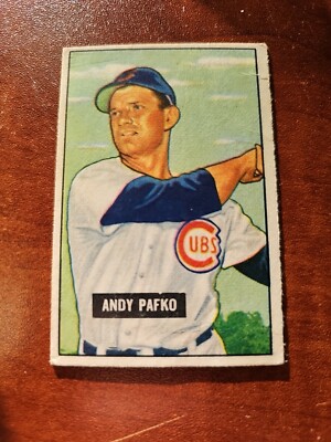 1951 BOWMAN ANDY PAFKO 103 EX BASEBALL CHICAGO CUBS MARKS ON BACK