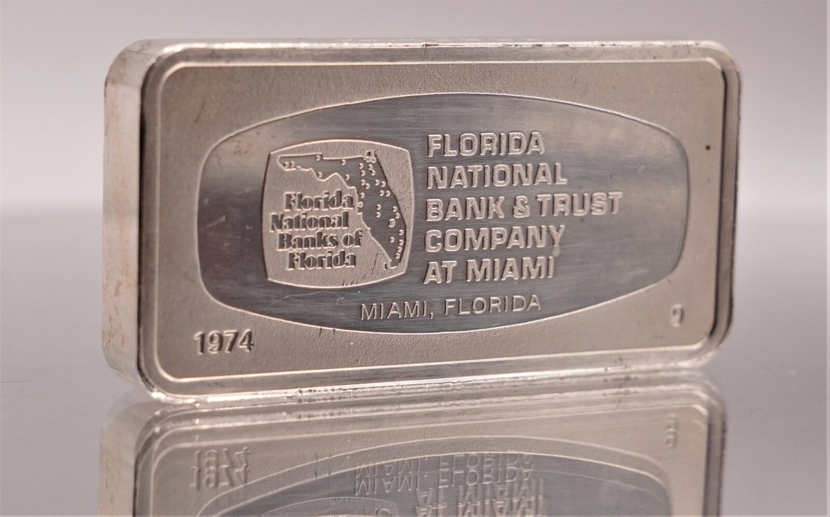 1974 Florida National Bank & Trust Miami Franklin Mint 2oz 925