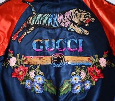 New GUCCI DIY TIGER/LOGO/FLORAL-Embroidered Men's VARSITY BOMBER