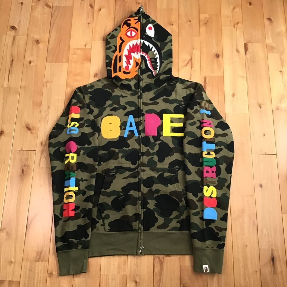 BAPE × READYMADE Tiger Shark Full Zip Hoodie A Bathing Ape Size L
