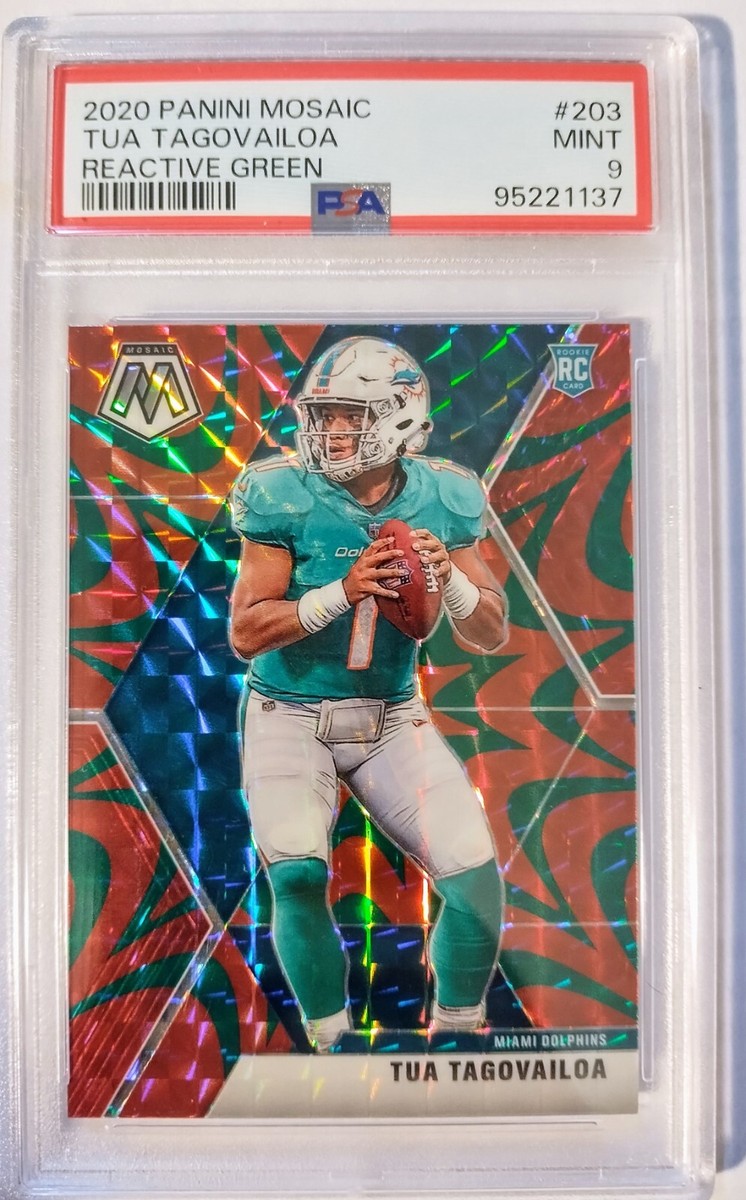 2020 Mosaic Tua Tagovailoa Rookies Reactive Green Prizm #203 PSA 9