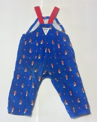Vintage OshKosh B'Gosh Blue Corduroy Overalls With Toy Soldiers