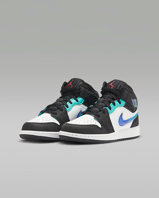 Nike Air Jordan 1 Mid SE (GS) Shoes Black Hyper Jade FQ8095-001