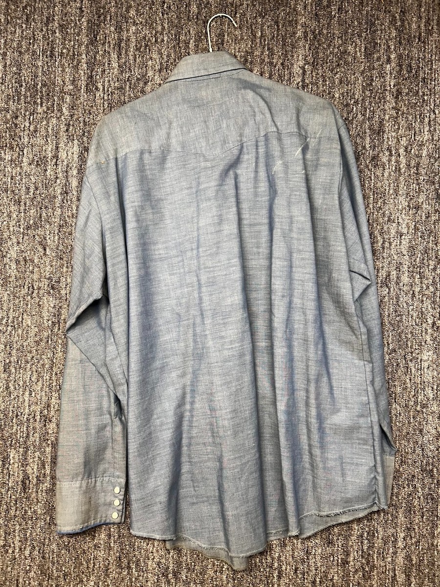 Vintage Dee Cee Western Wear Sawtooth Chambray Pearl Snap Button