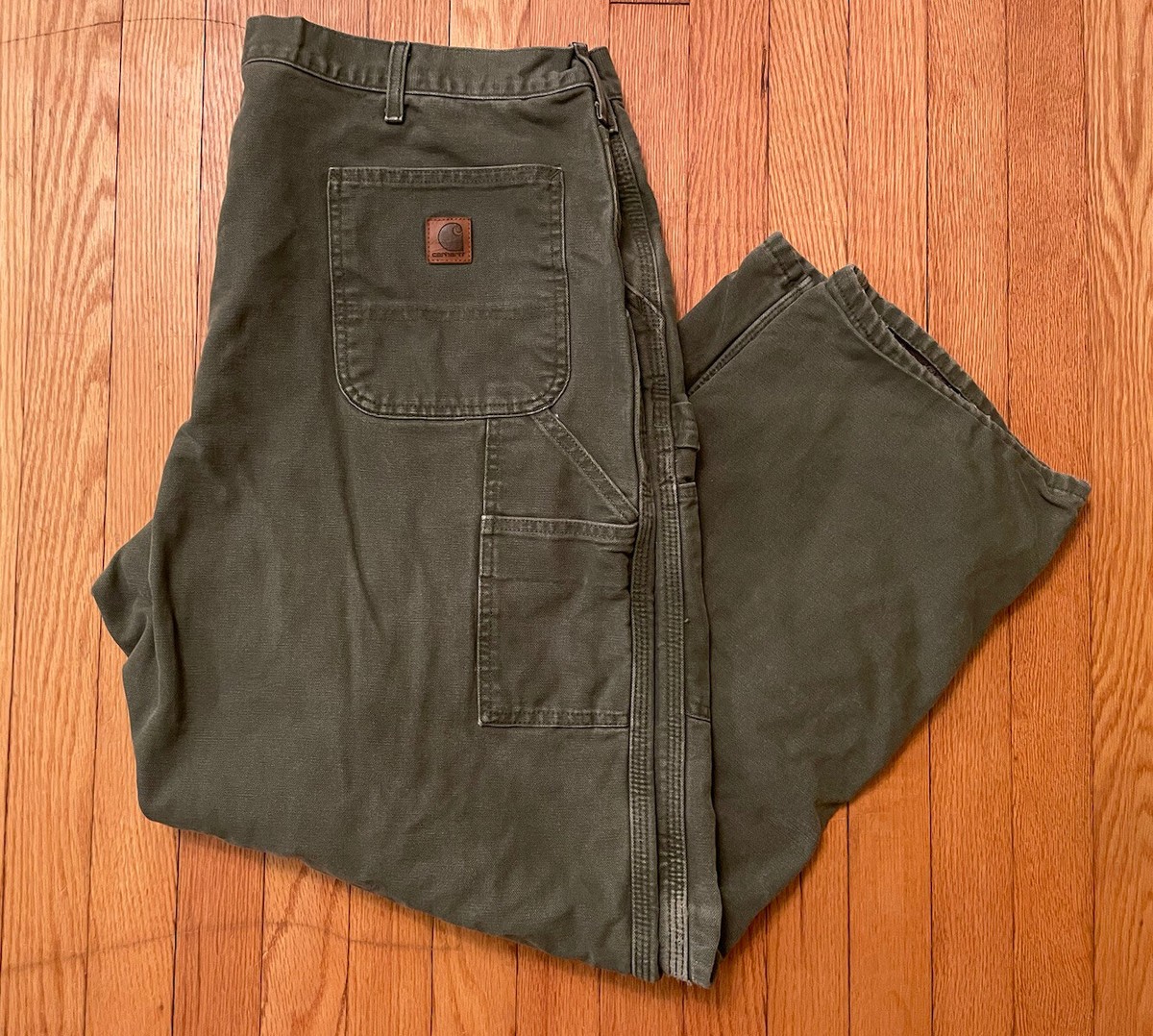 Carhartt B111 MOS Flannel Lined Dungaree Fit Carpenter Pants Size