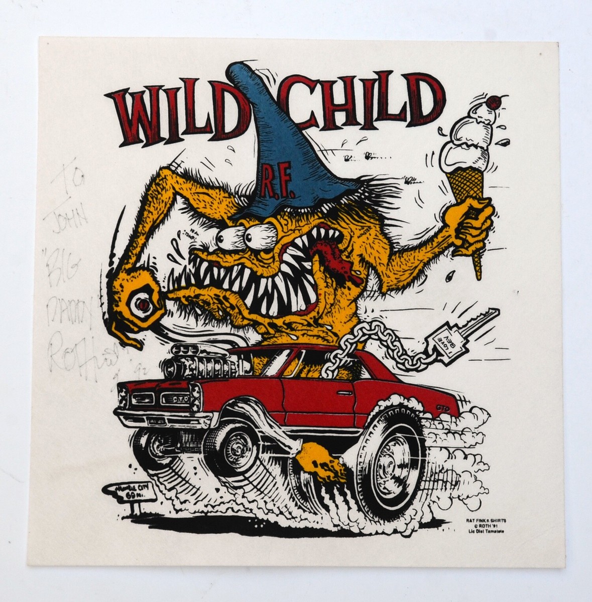 ∞ Signed ED ROTH Wild Child Silkscreen Art RAT FINK Von Dutch