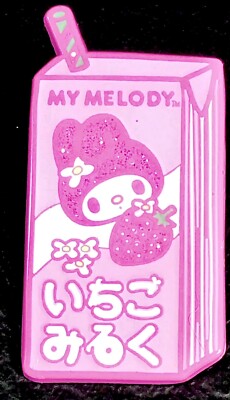 My Melody GLITTER Strawberry Milk Box Enamel Pin Loungefly