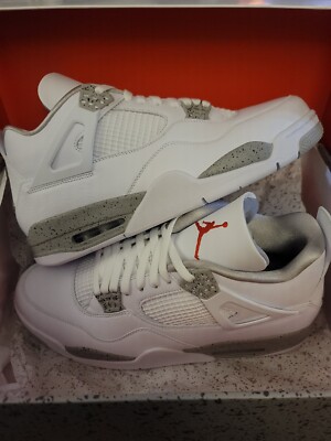 🔥🔥🔥Nike Air Jordan 4 Retro Shoes White Oreo Tech Gray Men's DS