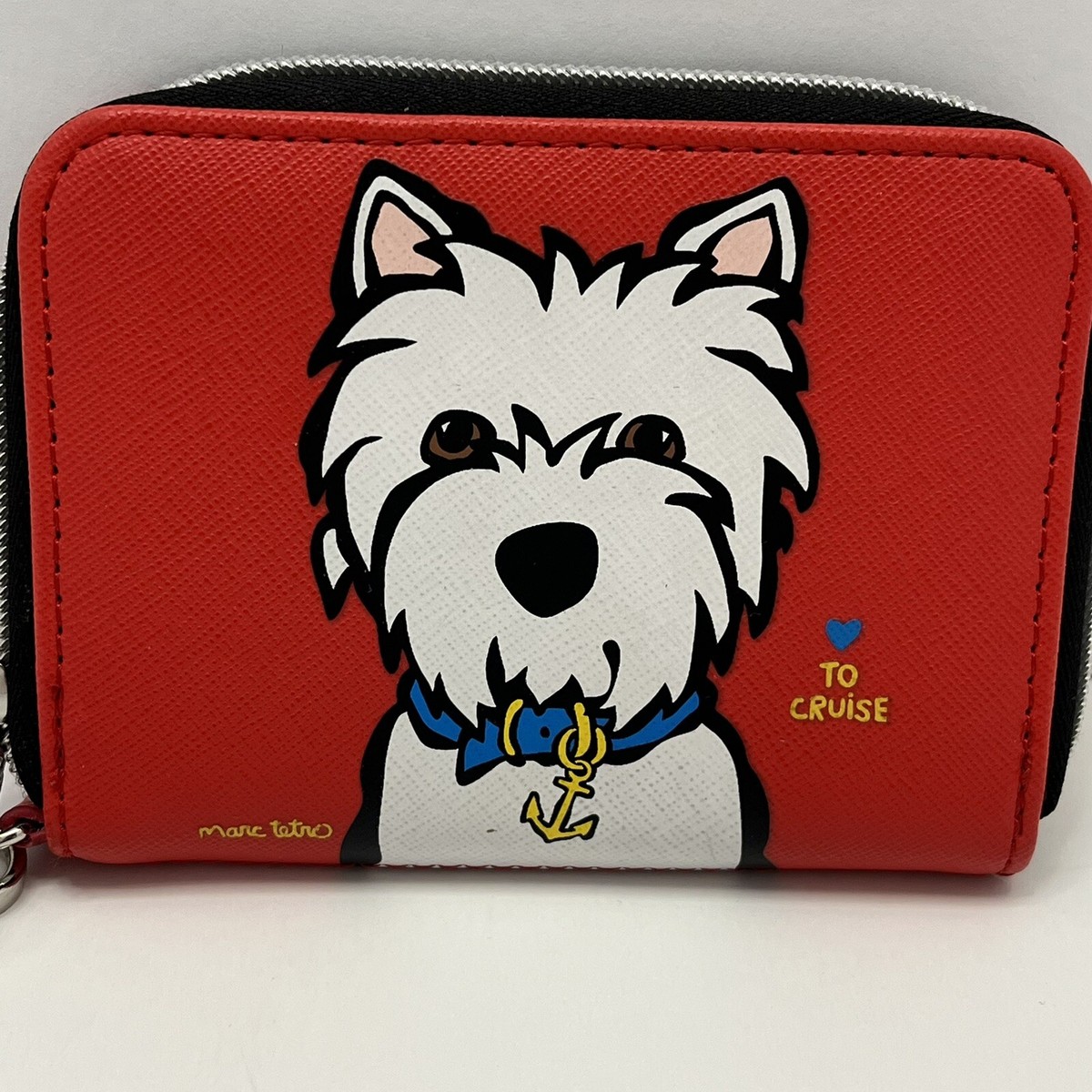 Marc Tetro Westie Wallet/Coin Purse with Strap And Zipper Red