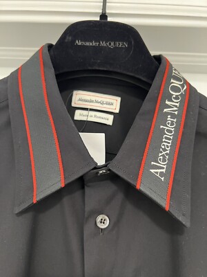 Alexander McQueen Logo Collar Cotton Long-Sleeve Shirt | eBay