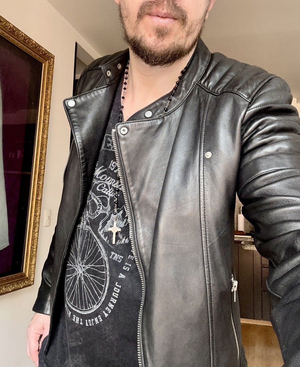 All Saints Sheep Leather Jacket Jasper Biker Black Quilted XS | eBay