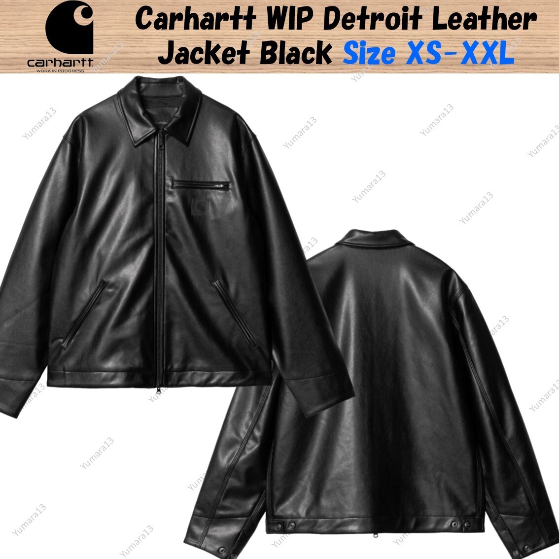 Carhartt WIP Detroit Leather Jacket Black Size XS-XXL | eBay