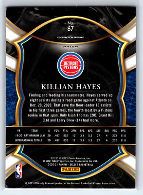 Killian Hayes 2020-21 Panini Select Red White Orange Flash RC